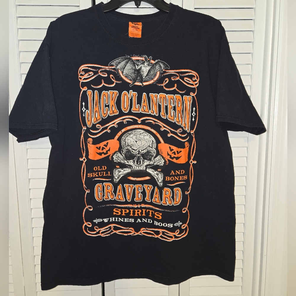 HAPPY HALLOWEEN Men's XL Jack O'lantern Graveyard Graphic T-shirt